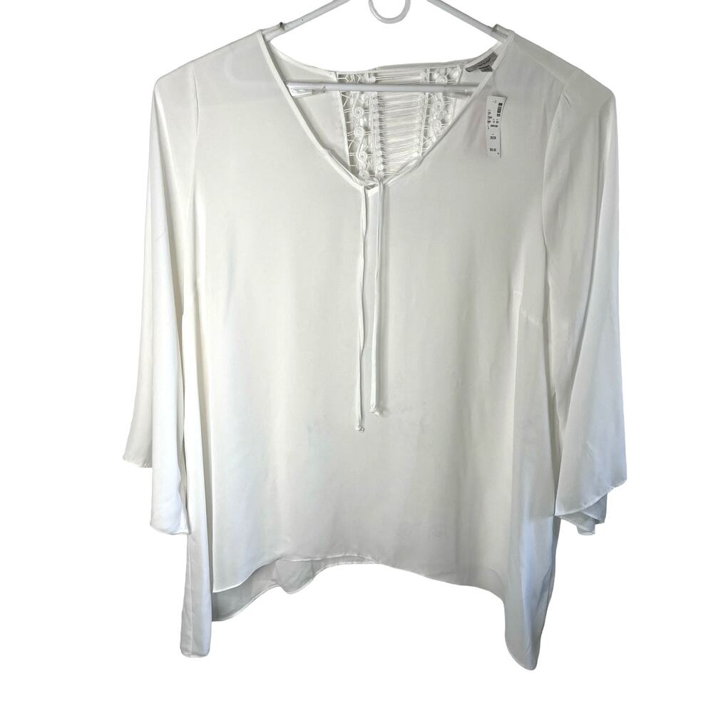 Avenue Blouse White 26/28 Long Sleeve Lace New